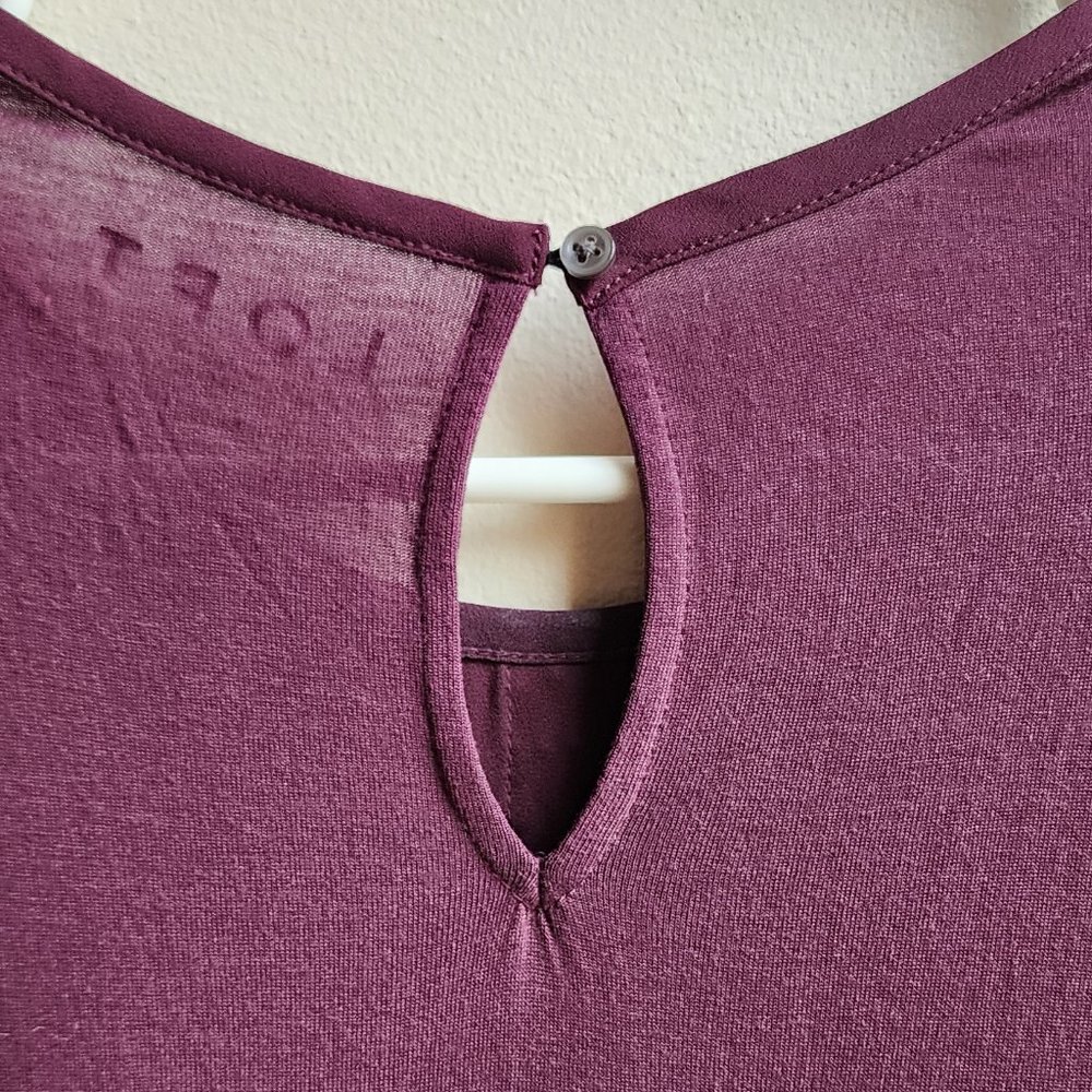 LOFT Deep Purple Lace Front Blouse Size XS Petite - Picture 15 of 15